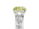White gold Fancy Yellow Asscher Cut Brilliant Diamond Pavé Band with Six-Prong Setting_17