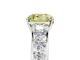 White gold Fancy Yellow Asscher Cut Brilliant Diamond Pavé Band with Six-Prong Setting_17