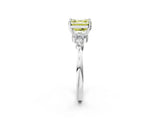 White gold Fancy Yellow Asscher Cut Brilliant Diamond Solitaire Ring with Pear Side Stones and Four-Prong Setting_20