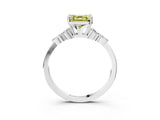 White gold Fancy Yellow Asscher Cut Brilliant Diamond Solitaire Ring with Pear Side Stones and Four-Prong Setting_21