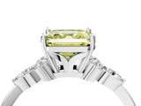 White gold Fancy Yellow Asscher Cut Brilliant Diamond Solitaire Ring with Pear Side Stones and Four-Prong Setting_22