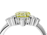 White gold Fancy Yellow Asscher Cut Brilliant Diamond with Cluster Setting on a Beaded Band and Four-Prong Setting_28