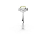 White gold Fancy Yellow Asscher Cut Brilliant Diamond with Cluster Setting on a Beaded Band and Four-Prong Setting_2