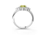 White gold Fancy Yellow Asscher Cut Brilliant Diamond with Cluster Setting on a Beaded Band and Four-Prong Setting_39