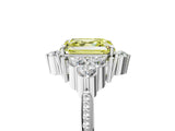 White gold Fancy Yellow Asscher Cut Brilliant Diamond with Cluster Setting on a Beaded Band and Four-Prong Setting_41