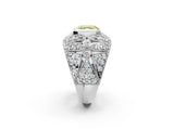 White gold Fancy Yellow Asscher Cut Brilliant Halo Pave Diamond Milgrain Ring_2