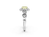 White gold Fancy Yellow Asscher Cut Brilliant Milgrain Pave Heart Band Solitaire Ring_14