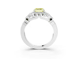 White gold Fancy Yellow Asscher Cut Brilliant Milgrain Pave Heart Band Solitaire Ring_15