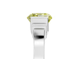 White gold Fancy Yellow Asscher Cut Brilliant Solitaire Diamond Ring with Channel Set Band and Bar Prong Setting_5