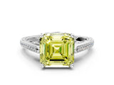 White gold Fancy Yellow Asscher  Cut Cathedral Pave Diamond Engagement Ring with Six-Prong Setting_33