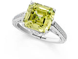 White gold Fancy Yellow Asscher  Cut Cathedral Pave Diamond Engagement Ring with Six-Prong Setting_34