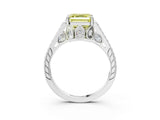 White gold Fancy Yellow Asscher  Cut Cathedral Pave Diamond Engagement Ring with Six-Prong Setting_35
