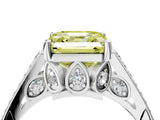 White gold Fancy Yellow Asscher  Cut Cathedral Pave Diamond Engagement Ring with Six-Prong Setting_37