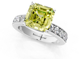 White gold Fancy Yellow Asscher  Cut Channel Set Diamond Engagement Ring with Four-Prong Setting_1
