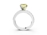 White gold Fancy Yellow Asscher  Cut Channel Set Diamond Engagement Ring with Four-Prong Setting_3