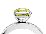 White gold Fancy Yellow Asscher  Cut Channel Set Diamond Engagement Ring with Four-Prong Setting_4