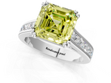 White gold Fancy Yellow Asscher  Cut Channel Set Solitaire Engagement Ring with Prong Setting_1