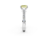 White gold Fancy Yellow Asscher  Cut Channel Set Solitaire Engagement Ring with Prong Setting_2