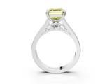 White gold Fancy Yellow Asscher  Cut Channel Set Solitaire Engagement Ring with Prong Setting_3