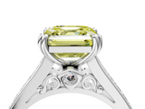 White gold Fancy Yellow Asscher  Cut Channel Set Solitaire Engagement Ring with Prong Setting_4