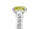 White gold Fancy Yellow Asscher  Cut Channel Set Solitaire Engagement Ring with Prong Setting_5