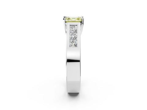 White gold Fancy Yellow Asscher Cut Cut Channel Set Solitaire Ring with Four-Prong Setting_38