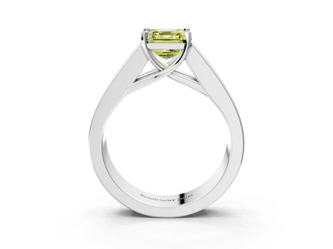 White gold Fancy Yellow Asscher Cut Cut Channel Set Solitaire Ring with Four-Prong Setting_3