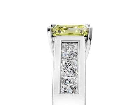 White gold Fancy Yellow Asscher Cut Cut Channel Set Solitaire Ring with Four-Prong Setting_41