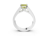 White gold Fancy Yellow Asscher Cut Cut Channel Set Solitaire Ring with Four-Prong Setting_45