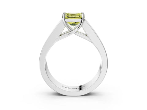 White gold Fancy Yellow Asscher Cut Cut Channel Set Solitaire Ring with Four-Prong Setting_45