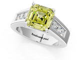 White gold Fancy Yellow Asscher Cut Cut Channel Set Solitaire Ring with Four-Prong Setting_49
