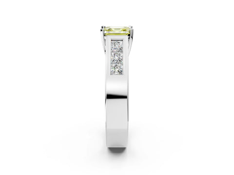White gold Fancy Yellow Asscher Cut Cut Channel Set Solitaire Ring with Four-Prong Setting_50