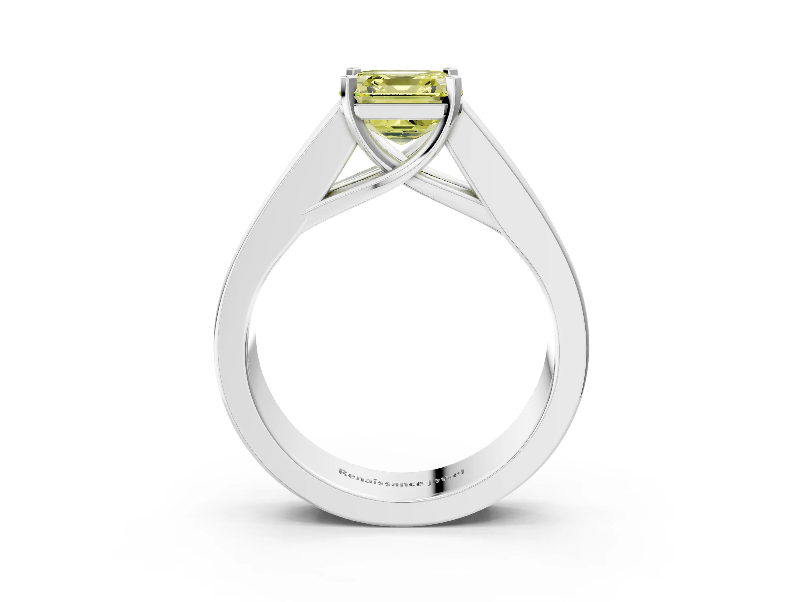 White gold Fancy Yellow Asscher Cut Cut Channel Set Solitaire Ring with Four-Prong Setting_51
