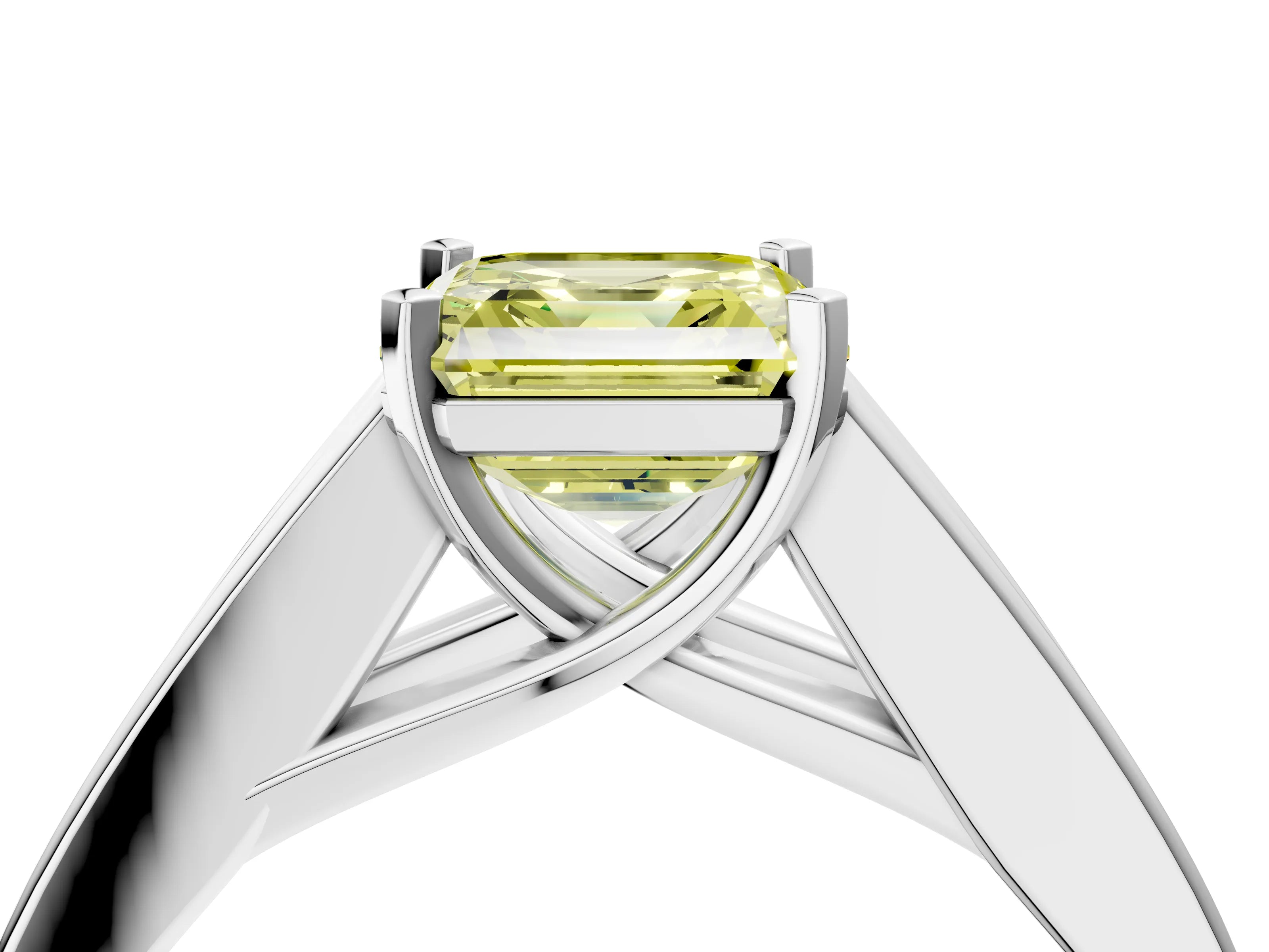 White gold Fancy Yellow Asscher Cut Cut Channel Set Solitaire Ring with Four-Prong Setting_52