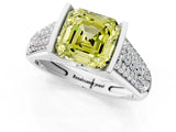 White gold Fancy Yellow Asscher Cut Cut Diamond Channel Set Pave Band with Tension Prong Setting_1