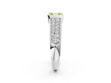 White gold Fancy Yellow Asscher Cut Cut Diamond Channel Set Pave Band with Tension Prong Setting_2