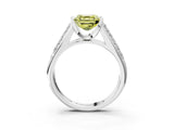White gold Fancy Yellow Asscher Cut Cut Diamond Channel Set Pave Band with Tension Prong Setting_3