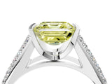 White gold Fancy Yellow Asscher Cut Cut Diamond Channel Set Pave Band with Tension Prong Setting_4