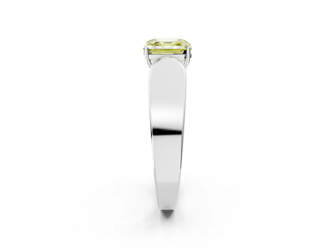 White gold Fancy Yellow Asscher Cut Cut Diamond Channel Set Solitaire Ring with Four-Prong Setting_133