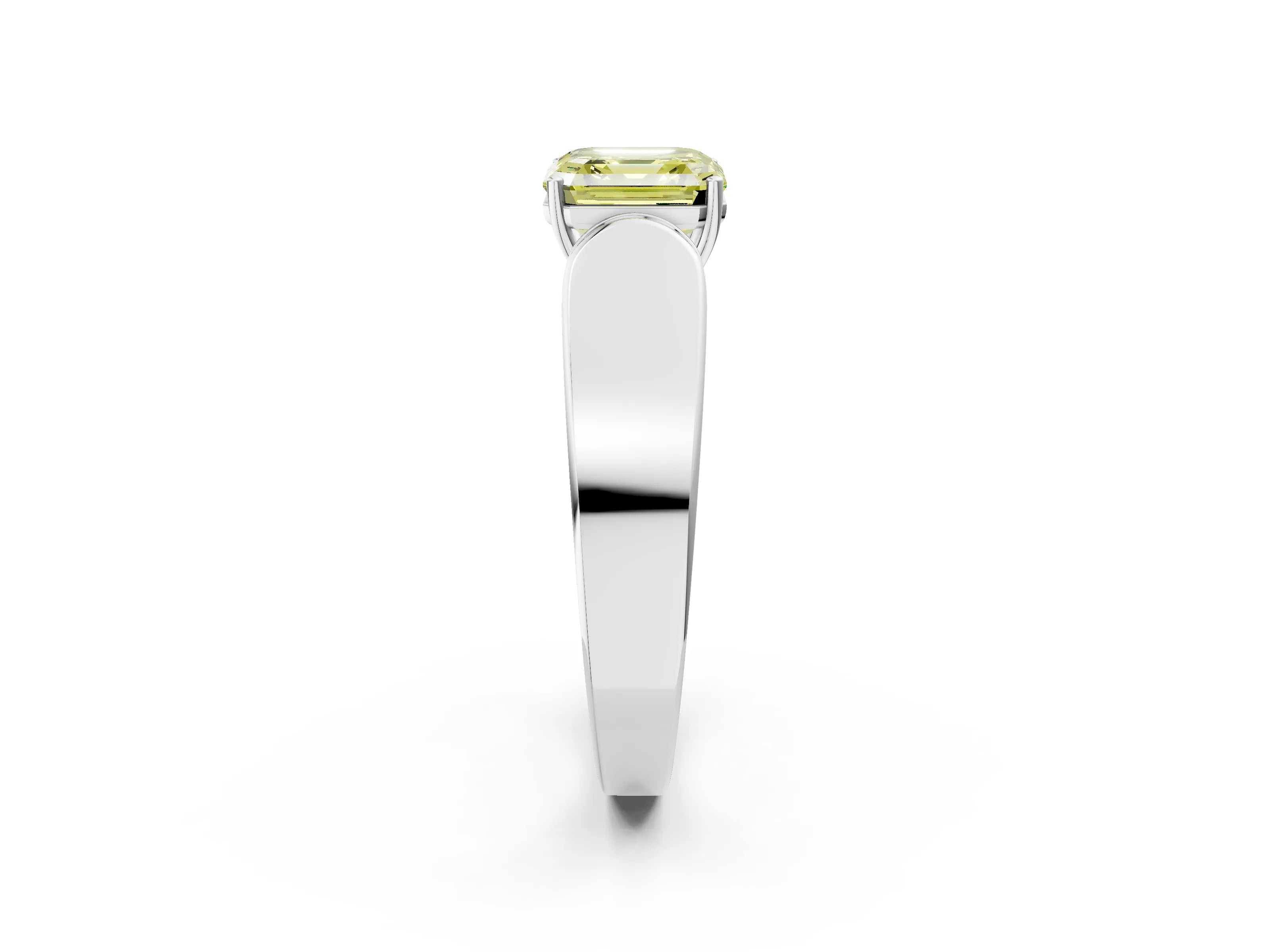 White gold Fancy Yellow Asscher Cut Cut Diamond Channel Set Solitaire Ring with Four-Prong Setting_134