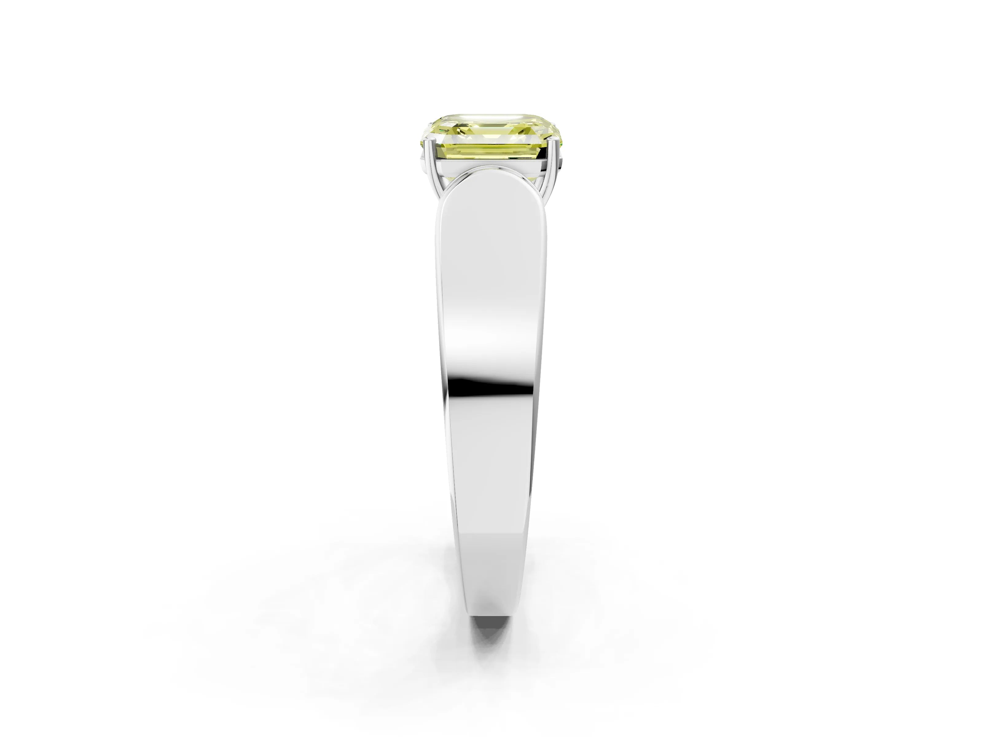 White gold Fancy Yellow Asscher Cut Cut Diamond Channel Set Solitaire Ring with Four-Prong Setting_2