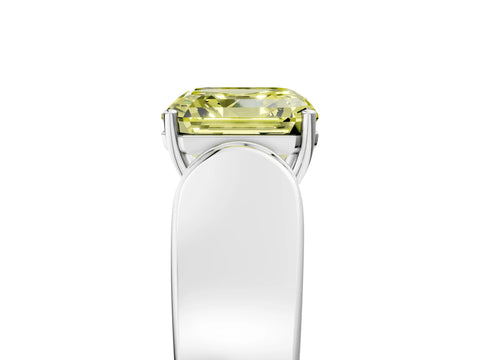 White gold Fancy Yellow Asscher Cut Cut Diamond Channel Set Solitaire Ring with Four-Prong Setting_5
