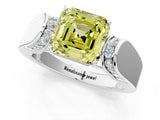 White gold Fancy Yellow Asscher Cut Cut Diamond Channel Set Solitaire Ring with Four-Prong Setting_85