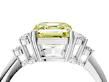 White gold Fancy Yellow Asscher Cut Cut Diamond Cluster Ring with Solitaire Band and Four-Prong Setting_40