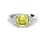 White gold Fancy Yellow Asscher Cut Cut Diamond Cluster Ring with Solitaire Band and Four-Prong Setting_48