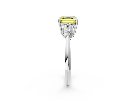 White gold Fancy Yellow Asscher Cut Cut Diamond Cluster Ring with Solitaire Band and Four-Prong Setting_50