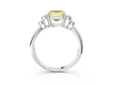 White gold Fancy Yellow Asscher Cut Cut Diamond Cluster Ring with Solitaire Band and Four-Prong Setting_51