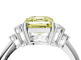 White gold Fancy Yellow Asscher Cut Cut Diamond Cluster Ring with Solitaire Band and Four-Prong Setting_52