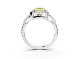 White gold Fancy Yellow Asscher Cut Cut Diamond Halo Engagement Ring with Open Split Pavé Band_3