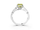 White gold Fancy Yellow Asscher Cut Cut Diamond Twisted Band with Milgrain Pave Setting and Four-Prong Setting_15